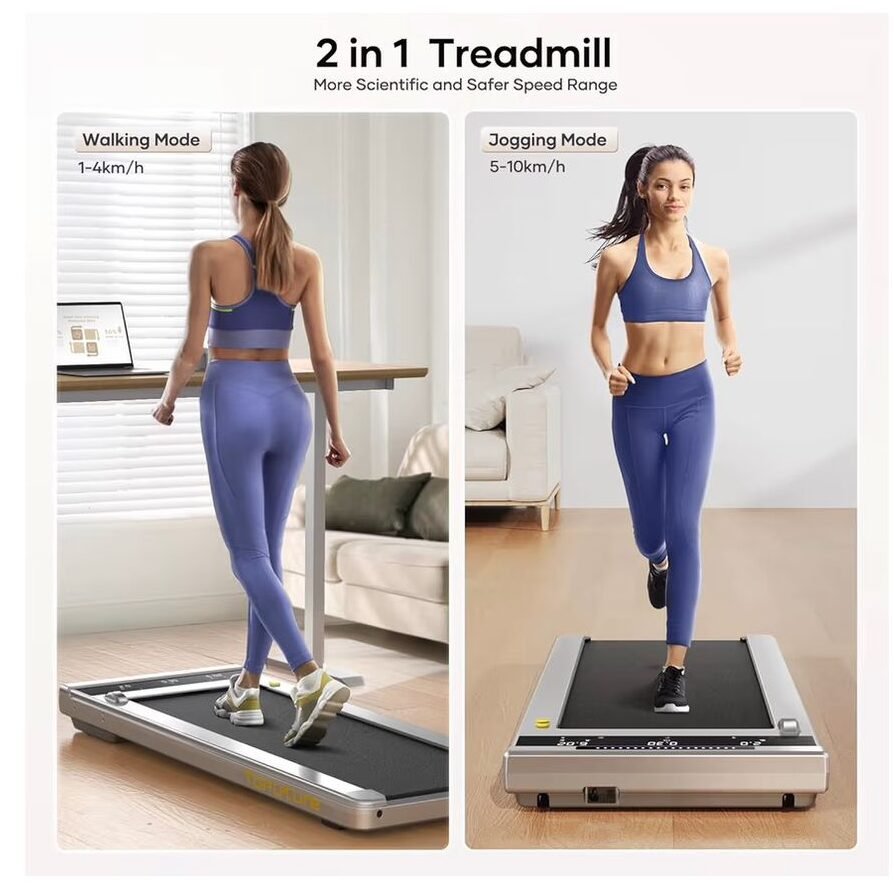 Toputure Walking Pad Treadmill for Home, Compact Under-Desk Treadmill, 2.5 HP Walking/Running Machine with Remote & Bluetooth App Control, 100 x 40 cm Belt, LED Display, 12 Sports Modes 2-in-1 Treadmill More Scientific and Safer Speed Range